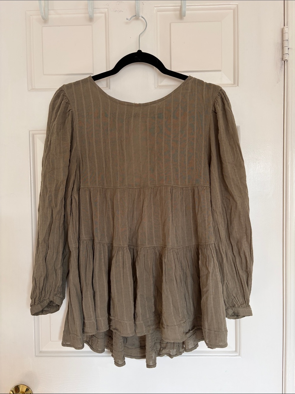 American Eagle Open Back Babydoll Top | Taupe | Women's XS